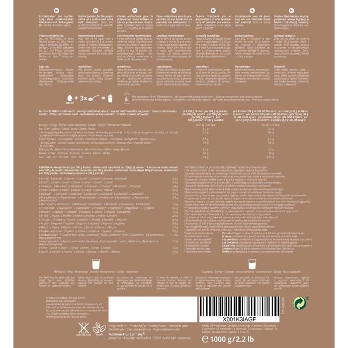 Nutri+ milk away protein - poudre de protéines végétaliennes - biscuit à la noisette - proteines - 1000g