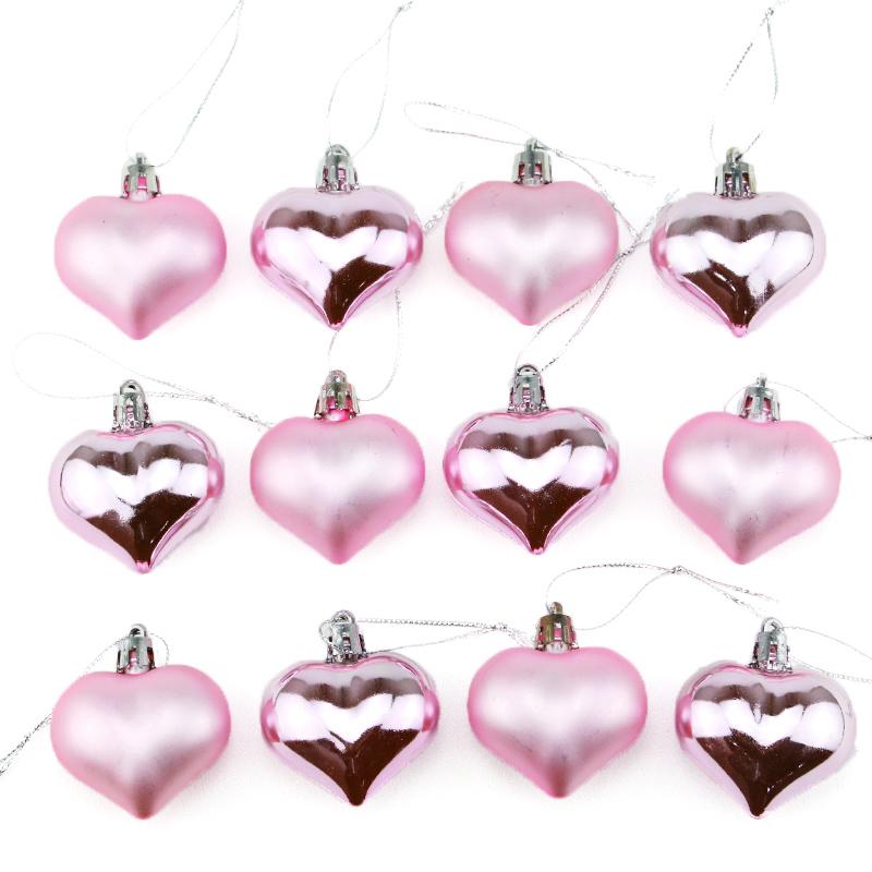 (12pcs/pack)5cm Christmas Tree Pendant Electroplated Heart Xmas Ball Pendant Plastic Matte Mix Decoration Accessories Party