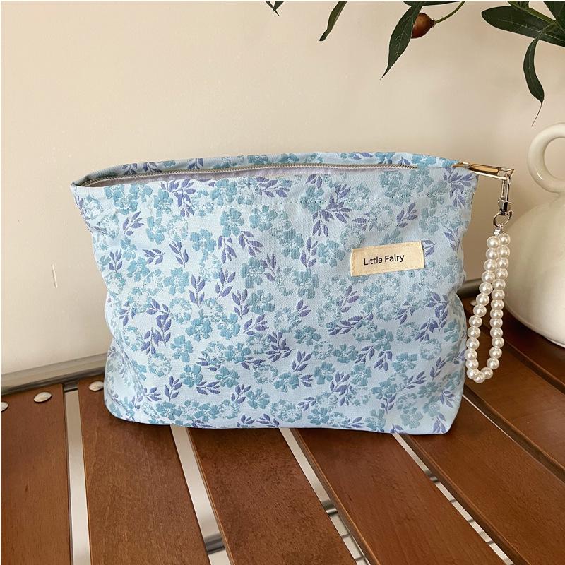 Pink Floral Makeup Bag: Women's Portable, Large Capacity, Small Size Travel Toiletry and Skincare Storage Bag
