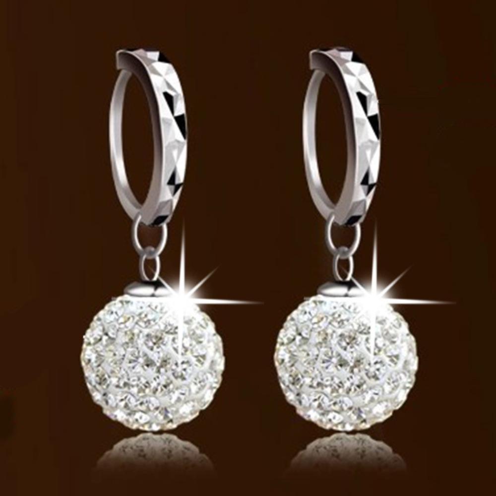 Shamballa Full Rhinestone Earrings Princess Ball Stud Earrings Sparkling Elegant Jewelry for Women