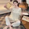Ice Pure Maiden: Sweet Princess-Style Lace Pajamas - Long Sleeve, Light Luxury Ice Silk for Spring & Autumn