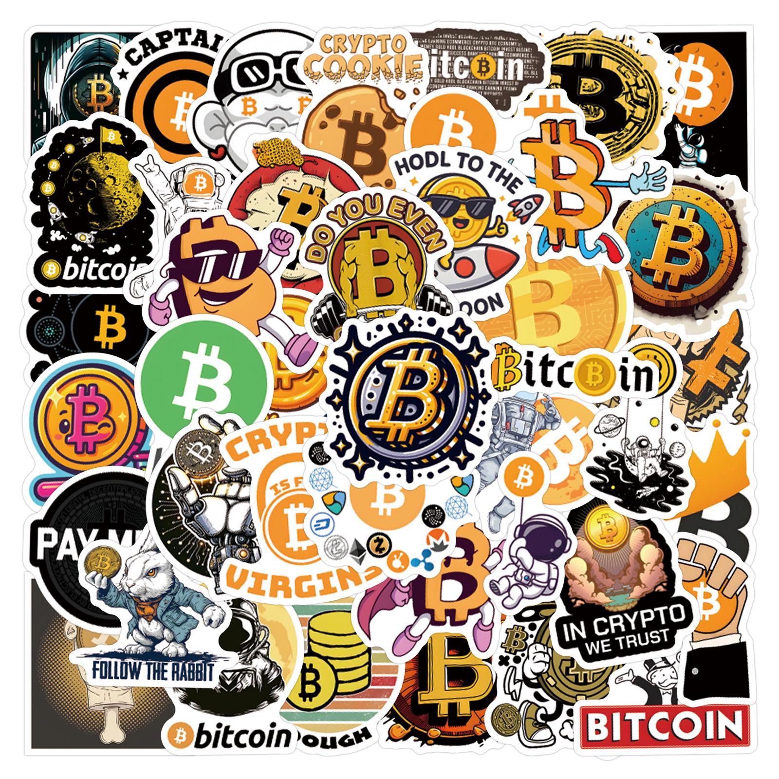 

60 Virtual Currency Bitcoin Cartoon Stickers: Waterproof Decals for Suitcases, Water Cups, and Phones