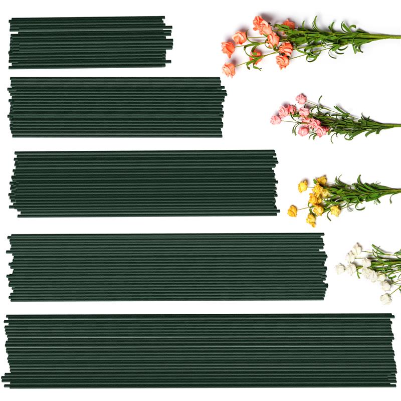 50pcs 15-40cm Artificial Green Flower Stem Sticks With Wire Stem DIY Floral Material Handmade For Wedding Home Decoration
