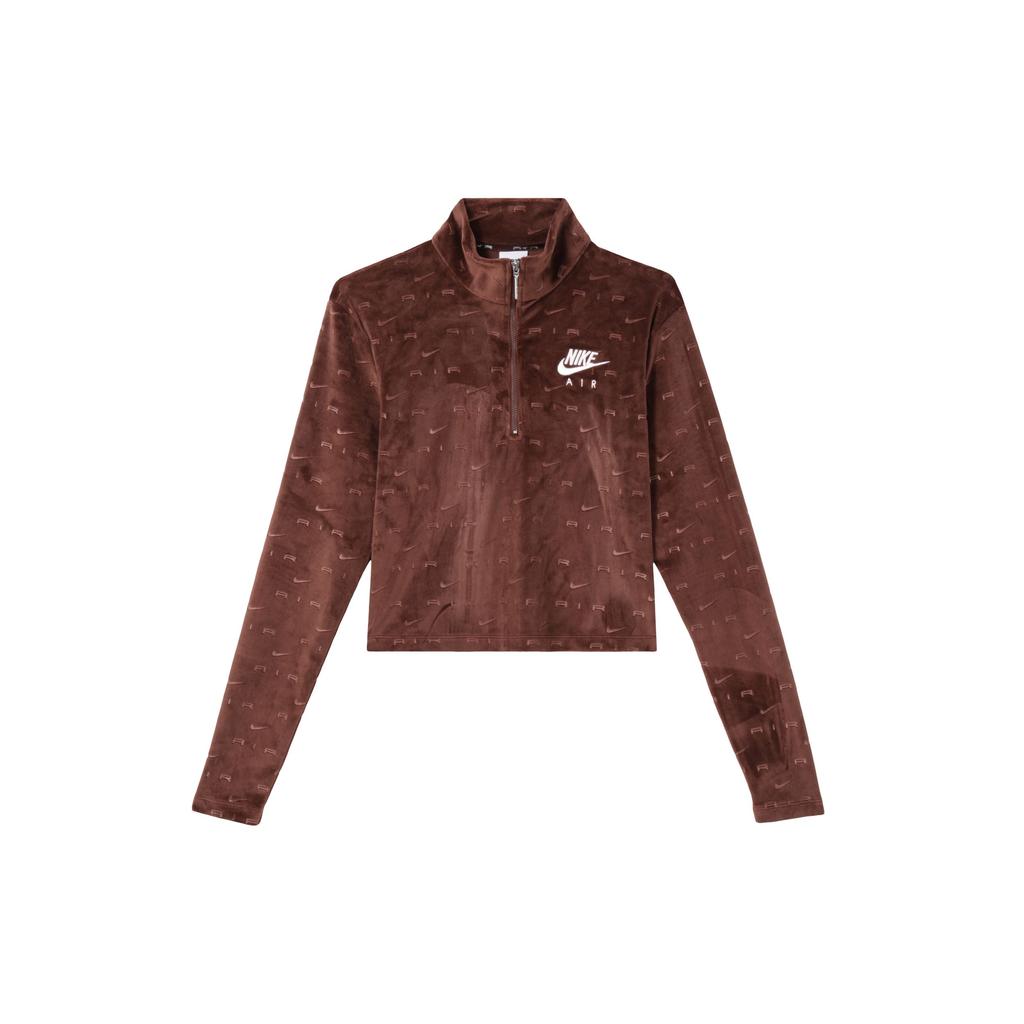 Nike All Over Logo Print Letter Stand Collar Short Sleeve Long Sleeve Drop Shoulder T-Shirt Women T-Shirt Moon-Eclipsed-Bronze DD5444-273