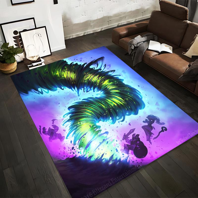 

Fantasy Artwork Carpet with Green Tornado and Characters Design Suitable for use as an anti-slip for living room bedroom sofas 40x60cm( 15x23in )