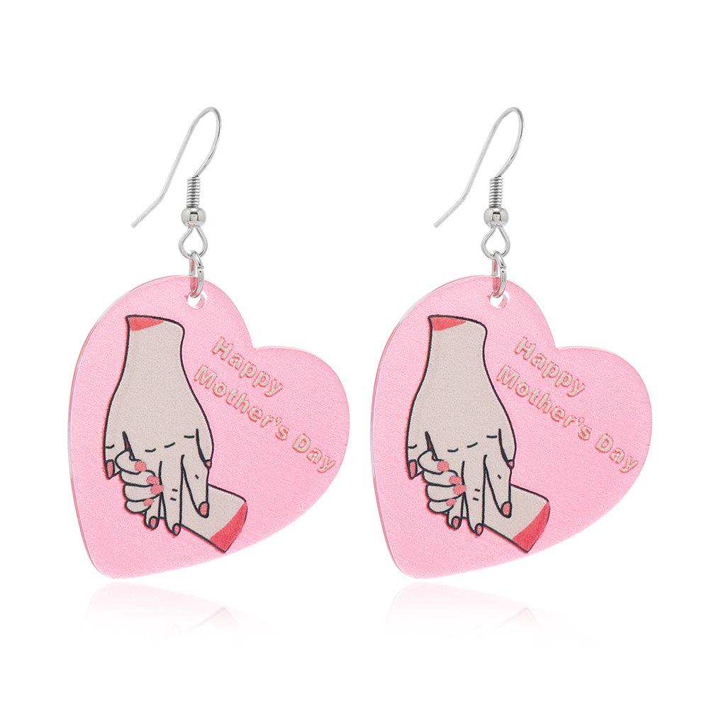 Mother's Day Heart Design Acrylic Letter Earrings