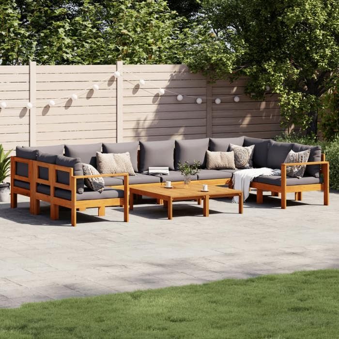 VidaXL Salon de jardin avec coussins 8 pcs bois massif d'acacia, ensemble de canapés d'extérieur, canapé modulable 3214866