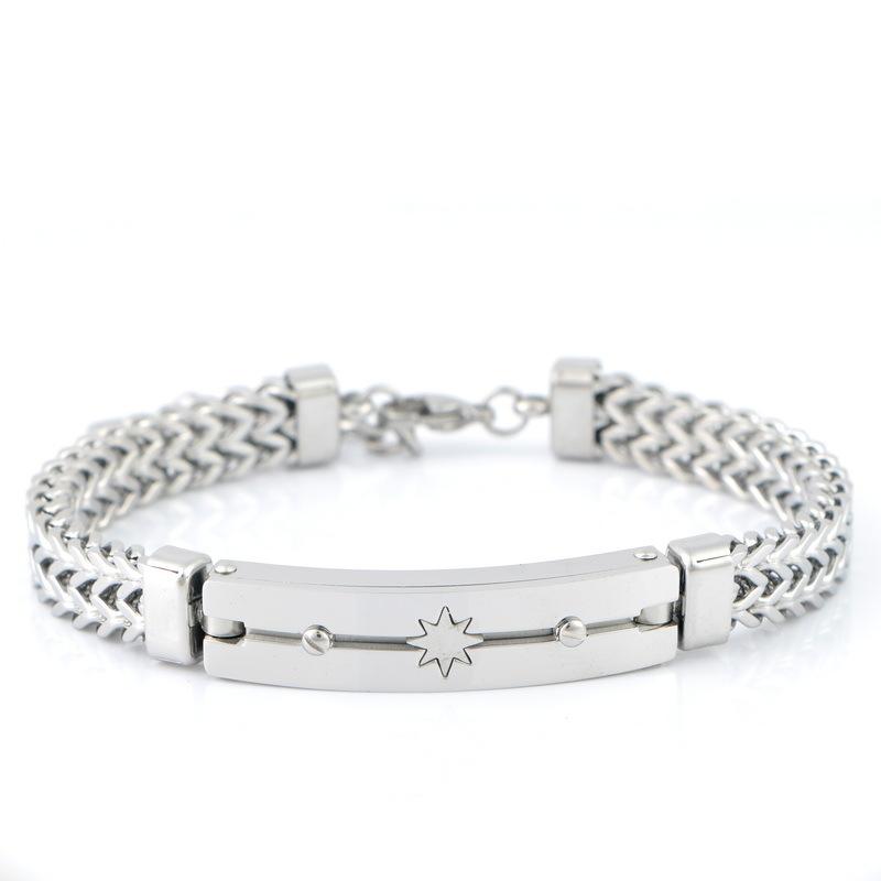 Premium Creative Stainless Steel Men s Gold-Color Plated Chain Link Bracelet & Bangles Geometric Design