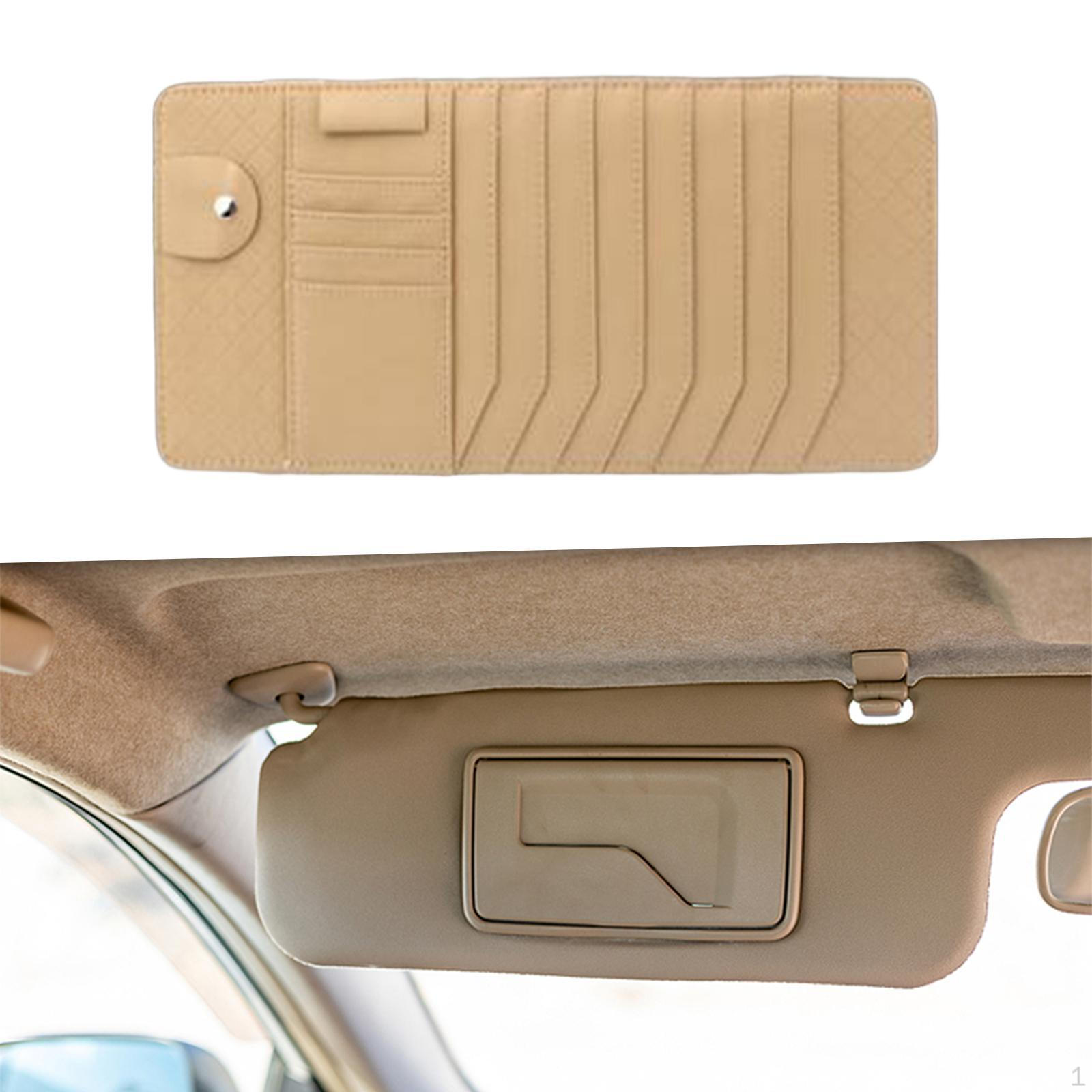

Car Sun Visor CD Holder Vehicle Organizer Large Capacity Multi Pocket Storage Pouch for бежевий