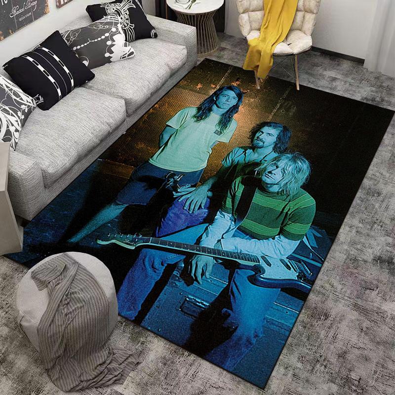 Nirvana Band Color Photo Kurt Cobain Grunge Wall vintage floor decor for retro home dark fantasy gothic illustration cozy printed floor covering