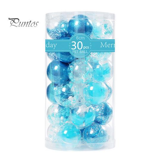 30Pcs Plastic Christmas Balls Hanging Ornament 6cm Colored Electroplated Ball Holiday Party Scene Layout DIY Decorative Accessories Christmas
