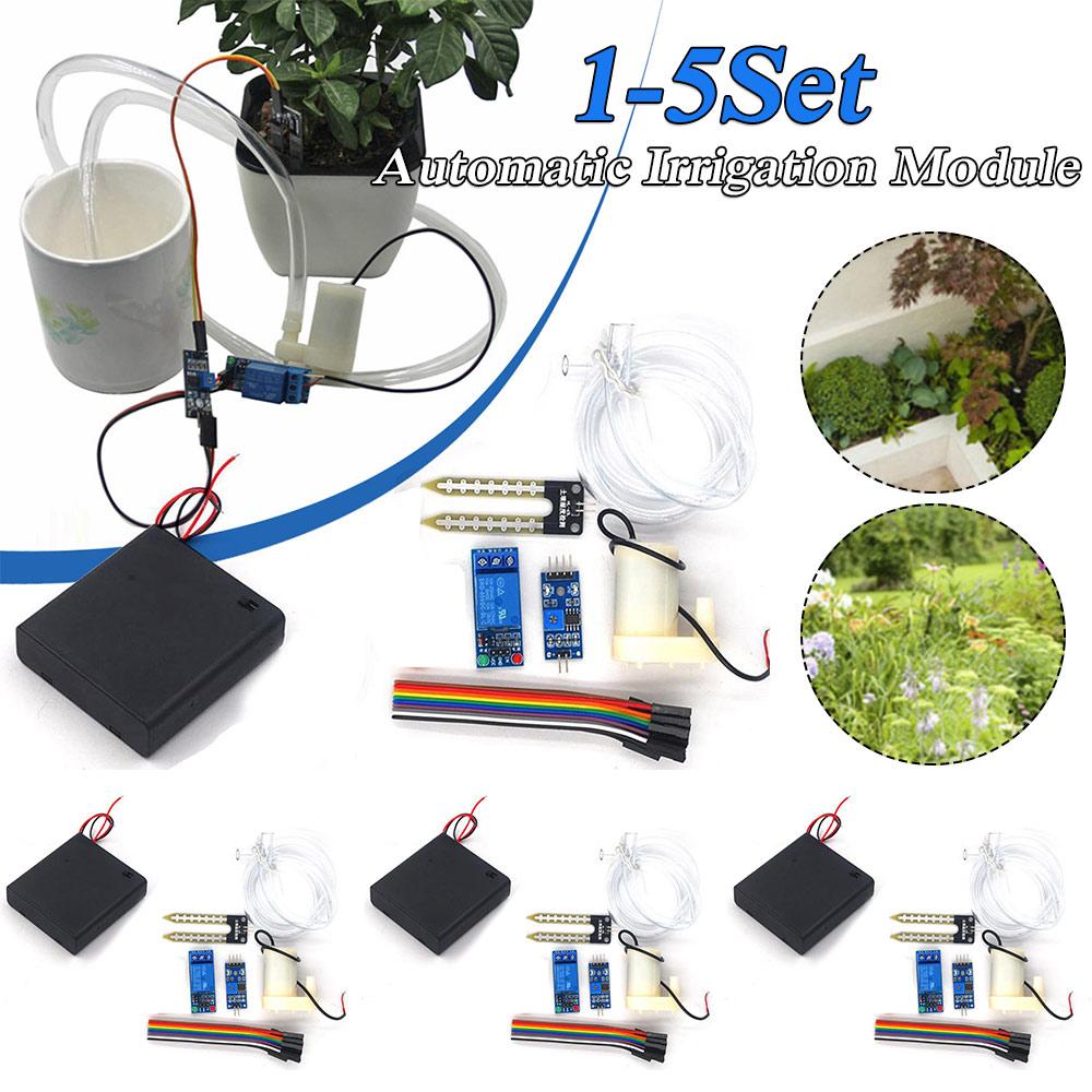 1-5 Sätze Wasserpumpenmodul-Kit Automatisches DIY-Bodenfeuchtedetektion Garten-Tropfbewässerung Bewässerungssystem Zubehör