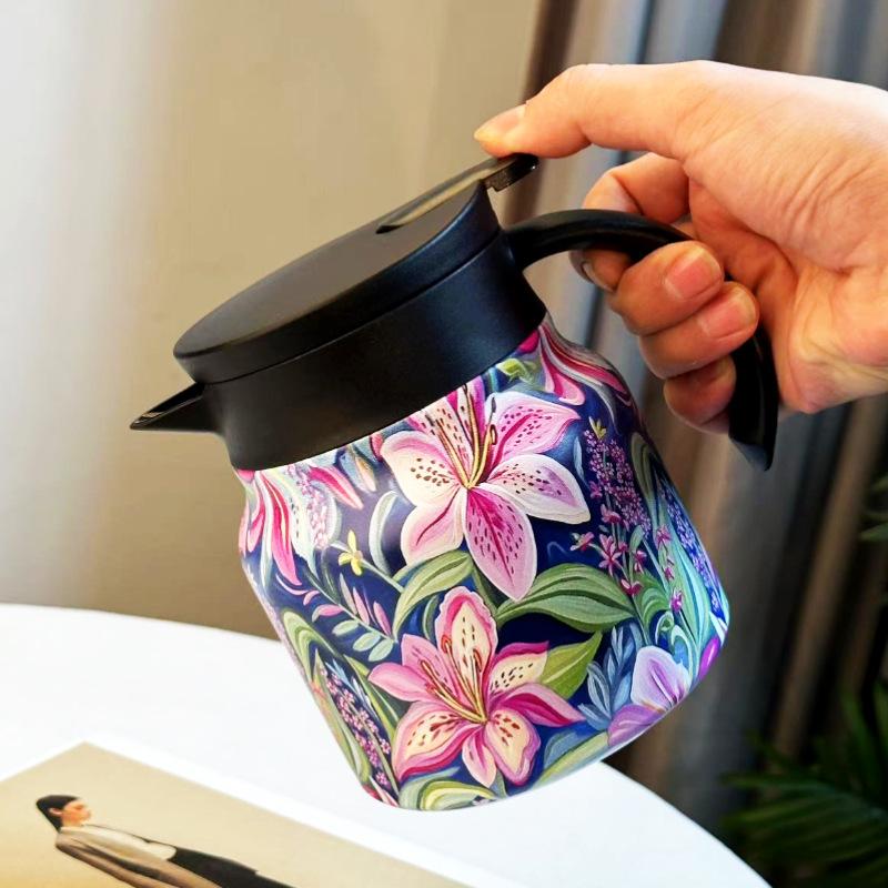 

1PC Tea Separation Insulated Teapot 800ml Stewed Teapot Tea Pot Coffee Pot Stainless Steel Inner Pot Insulated Teapot 800ml орхидейный