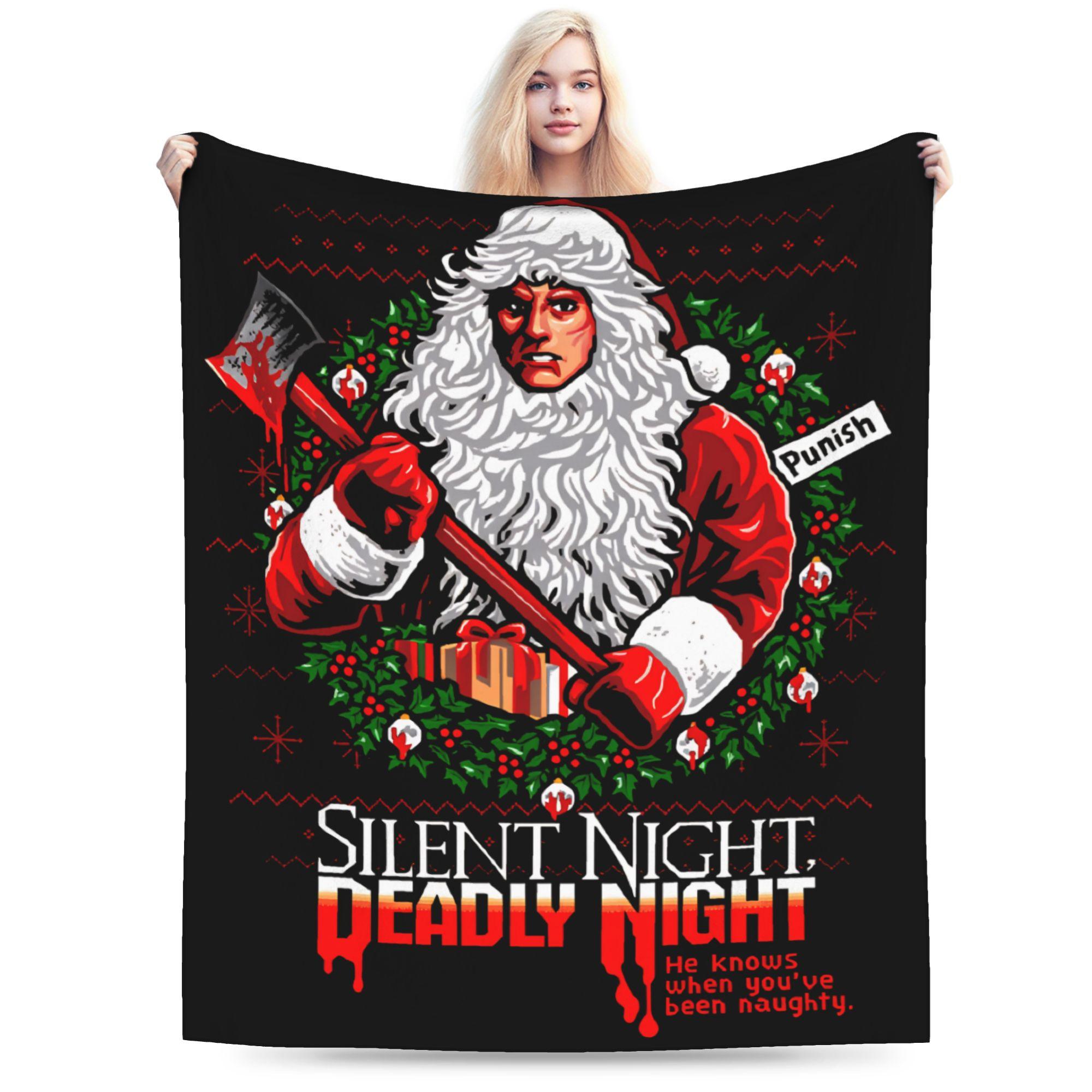 Soft Blanket Child Airplane Travel Silent Night Deadly Night 2025 Throw Blanket  Flannel Bedspread For Bedroom Sofa Bed Cover 30x40in