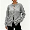 Women's Loose Fit Long Sleeve Color Knit Cardigan with Tie Waist for Casual Wear
