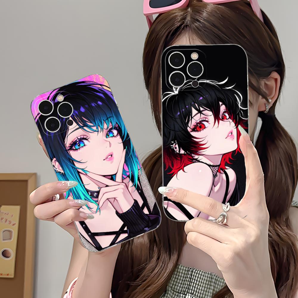 Anime Punk Girl Phone Case for iPhone 16 15 14 13 12 11 X XR XS 8 6 Pro Max Plus Mini Clear Colour Protective Cover Cellphones