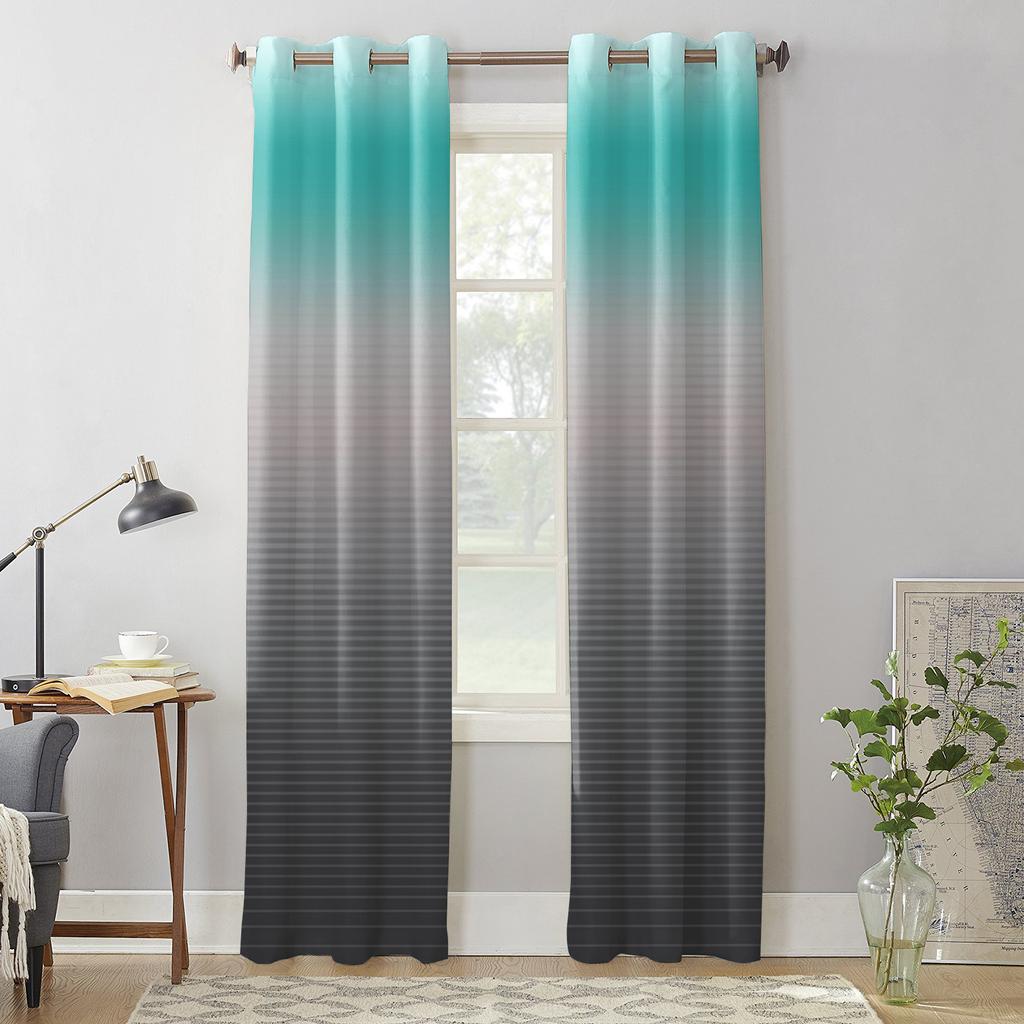 Stripe Gradient Duck Green Grey Modern Window Curtains for Living Room Bedroom Curtain Kitchen Treatment Blinds Drapes