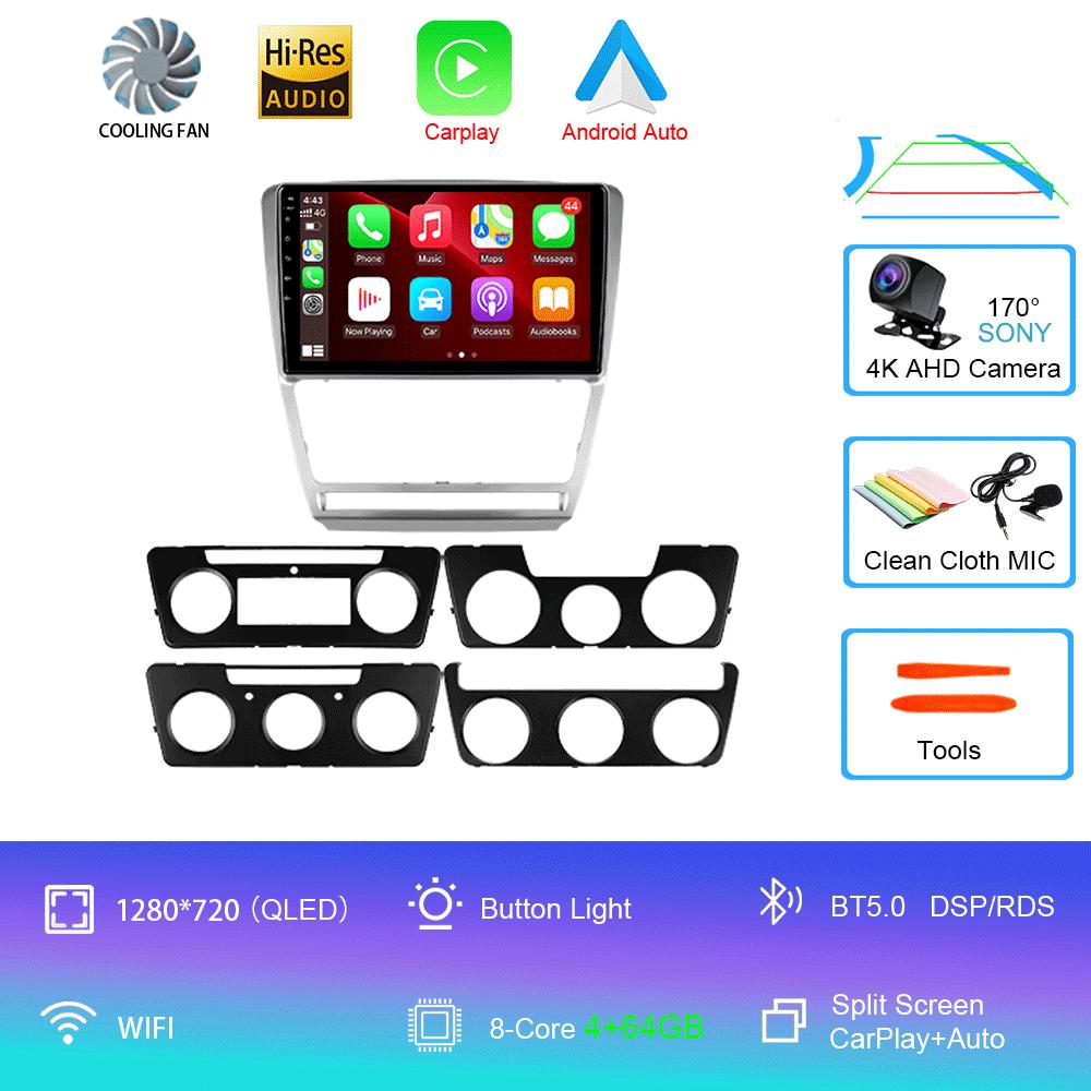 Car Radio Android 14 for Volkswagen Skoda Octavia 2 A5 2007 - 2014 Multimedia Video Player Navigation 2Din Carplay DVD Head Unit