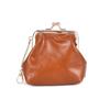 Retro clip change bag women's European and American, first layer oil wax cowhide Ins small earphones coin bag storage bag
