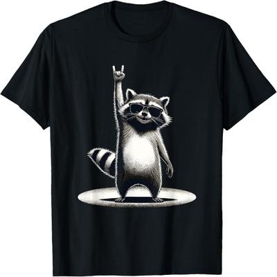 Retro Wasbeer Rockmuziek Cadeau Mannen Kinderen Vrouwen Grappig Wasbeer T-shirt
