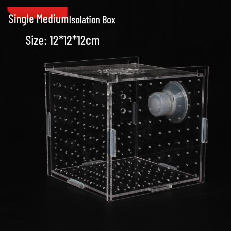 Akrylový akvarijní chovný box: Průhledná izolační síťka pro líhnutí a odchov v jednokomorových/dvoukomorových/vícekomorových líhních