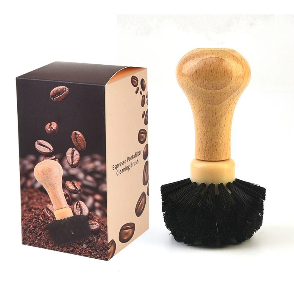 Wooden Handle Coffee Cleaning Brush Espresso Portafilter Cleaning Brush Coffee Grounds