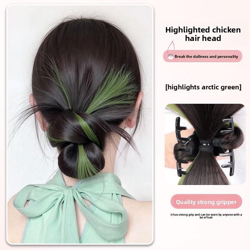 Synthetische halbe Haarspange Feder Federballkopf Fauler Fleischbällchenkopf Krabbenklemme Perücken-Accessoires Haarstyling-Werkzeuge