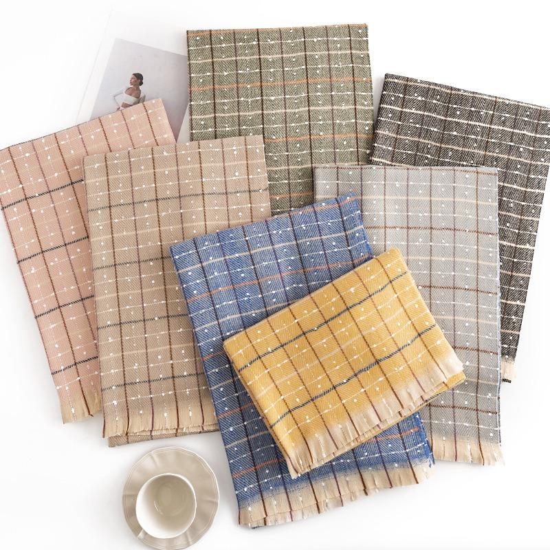 Maillard fringed plaid scarf winter new cream commuter neck protection scarf small fresh mesh warm shawl