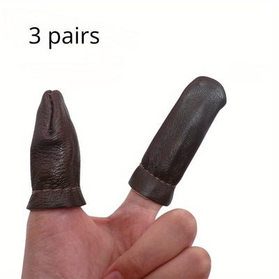 3 Pairs Protective PU Leather Finger Cover, Wool Felt, Poke Le Handguard Finger Cover