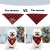 Christmas Pet Scarf Reversible Checkered Dog Drool Bib Santa Claus Pattern Suitable for Medium and Large Dogs