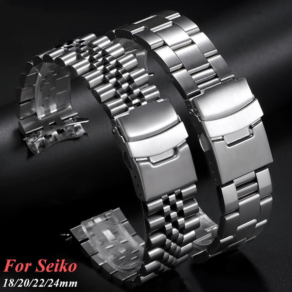Luxury Solid Stainless Steel Band for Seiko Skx007 Skx009 Curved End Bracelet for Jubilee for Oyster Men Business Watch Strap
