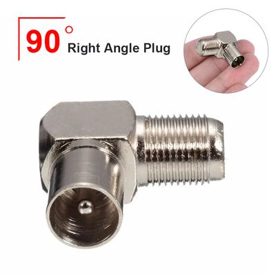5Pcs/set 90 Degree Right Angled Cable Connector TV Aerial RF Coaxial F Female To TV Male Plug To Female Socket Aluminium Alloy