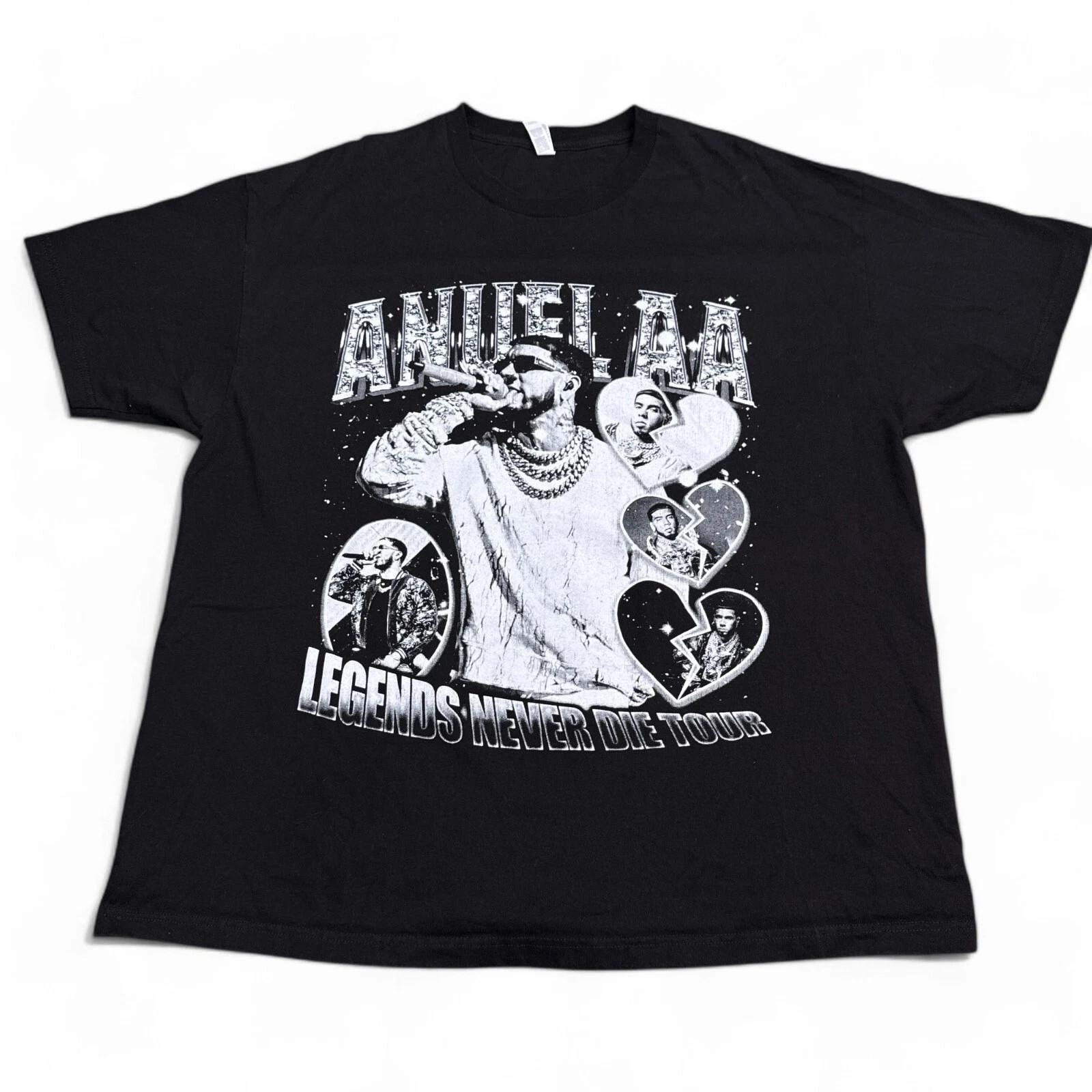 

Anuel AA Bootleg Tee Shirt Adult Size 2XL XXL Vintage Style Big Print Streetwear S