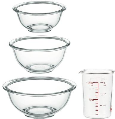 Iwaki AGC Techno Heat Resistant Glass 3 Piece Includes Measuring Wide Mouth Design for Easy Mixing of Low Center of Gravity Design for Easy Stability