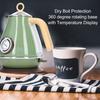 1.7L Electric Kettle Retro Wood Grain Dry Boil   Home Electric Kettle with Temperature Display