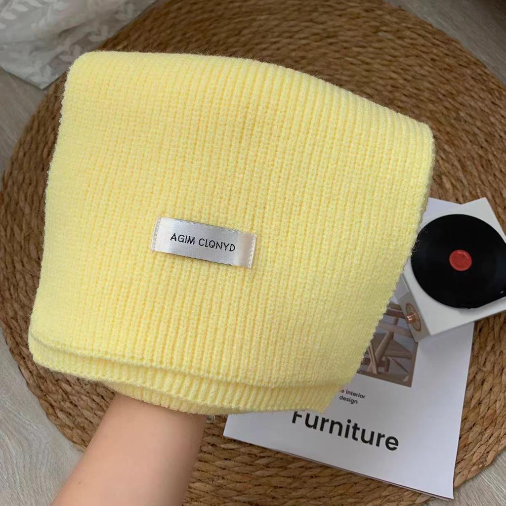 New Solid Color Haze Blue Scarf Korean Version Versatile White Woolen Scarf Winter Couple Men and Women Students