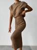 2024 Women's Fashion Sweater Set: Sleeveless Pullover Top & Slim Fit Long Skirt