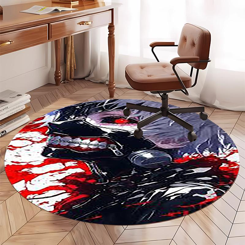 Tokyo Ghoul Printed Round Rug Carpet Chair Rug Area Rug Entryway Doormats,for Office Chair Living Room Bedroom Kitchen Room.