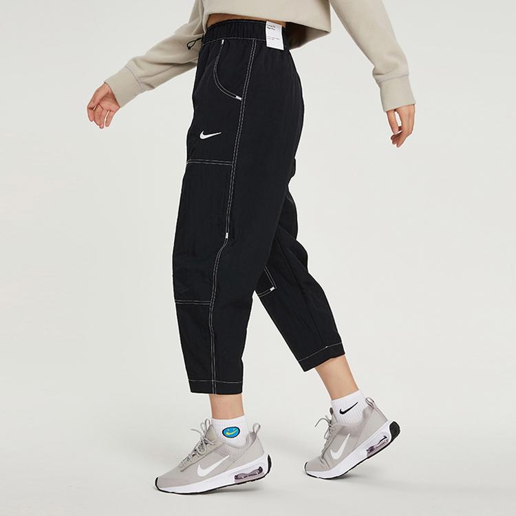 Nike Vyšívané logo Ležérní tkané kalhoty Jaro Dámské spodky Černá DM6210-010