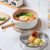 Wooden Handle Japanese Saucepan Aluminum Alloy Universal Non-stick Pan with Lid Diversion Port Soup Pot Dormitory