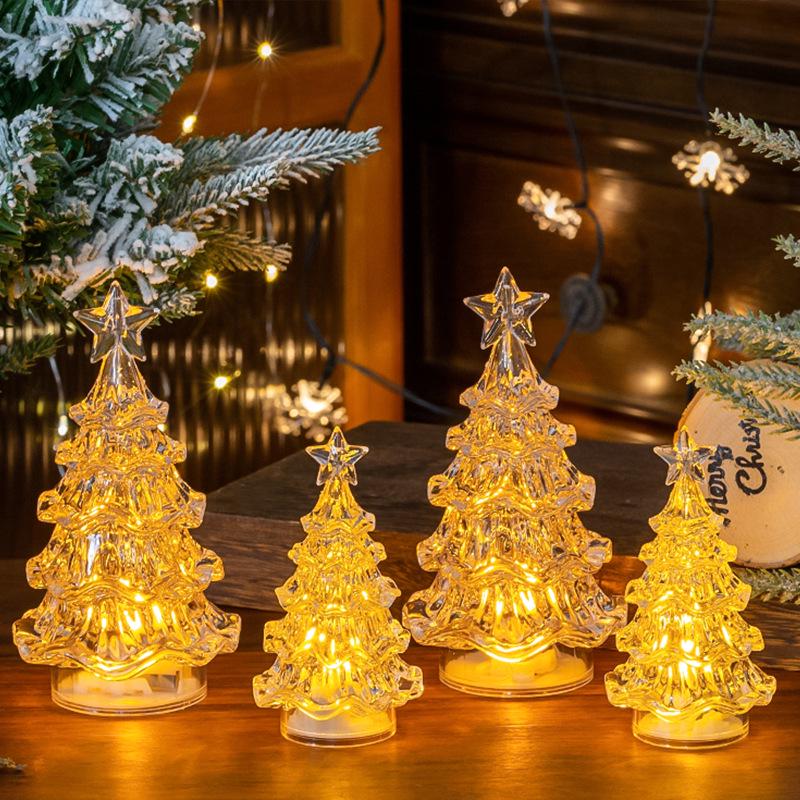 LED Mini Christmas Tree Ornament: Desktop Crystal Night Light for Holiday Decor