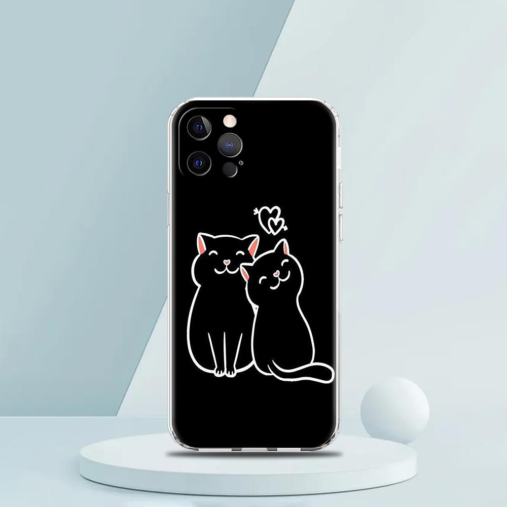 

Мягкий прозрачный чехол-бампер из ТПУ для iPhone 16 15 14 13 12 11 Pro Max XR 8 7 Plus XR Ударопрочный корпус Милый чехол с узором из линий кошек for iPhone 16