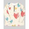 Women's Creative Printed Zipper Long-sleeved T-shirt, Breathable, Soft and Comfortable, Suitable for All-year-round Casual Wear