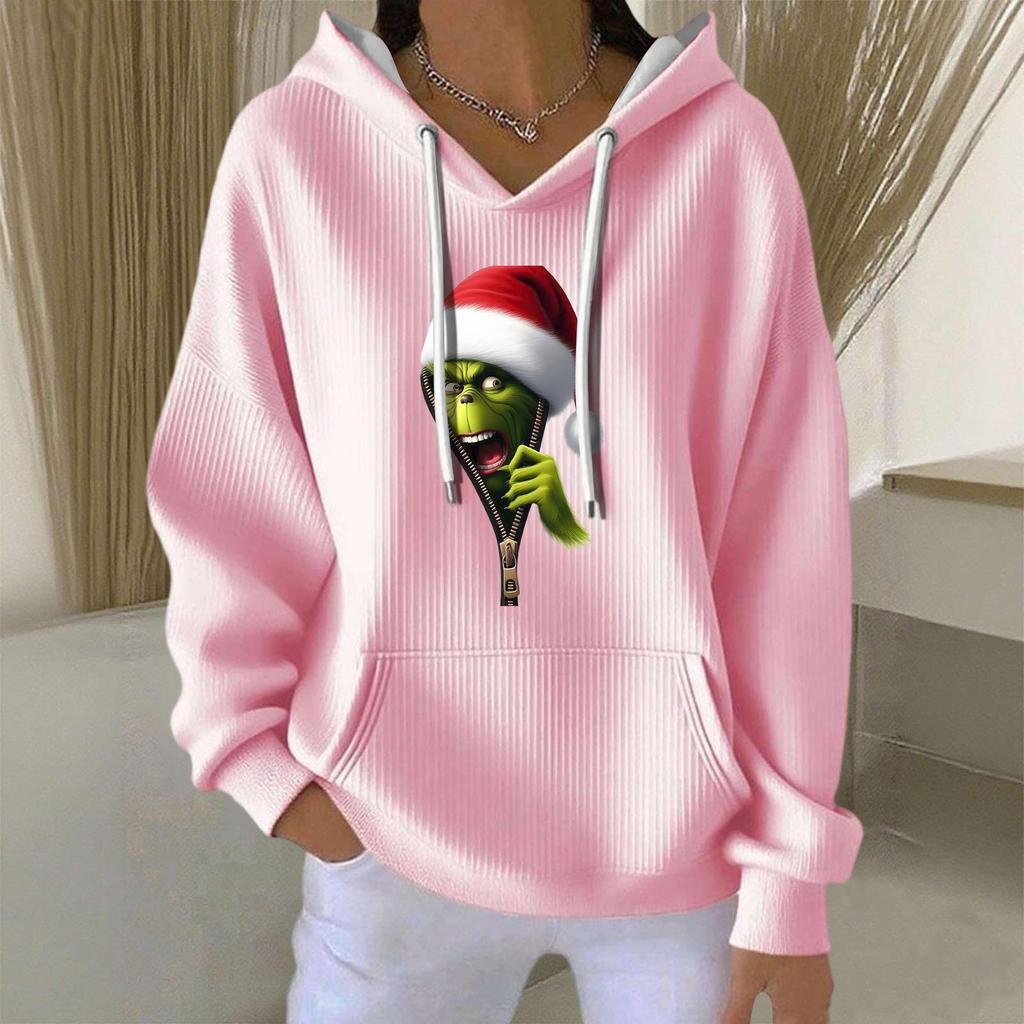 Women's Fashion Casual Christmas Angel Print Pullover Long-Sleeve Sweatshirt