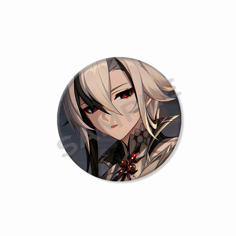 Creative Game Genshin Impact Brooch Cute Arlecchino Figure Lapel Pins Backpack Shirt Clothes Accessories Badge Collectible Gifts