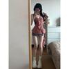 French Spice Girl Red Plaid Suspender Small Vest Women's Summer Lotus Leaf Irregular Seaside Vacation Top Outside