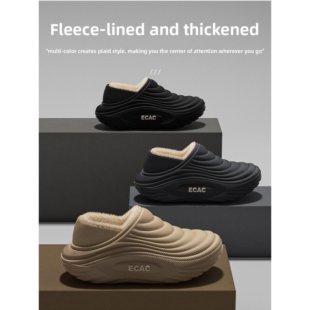 Wasserdichte EVA-Tasche mit Baumwollpantoffeln für Herren im Herbst und Winter, Rutschfeste Dicksohlige Haus- und Innenschuhe mit Plüsch-Baumwollschuhen