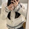 Korean Style Sweet Autumn/Winter 2025 Lace Polka Dot Knit Cardigan Women
