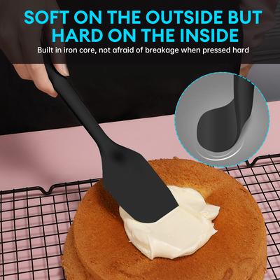 Ensemble de 6 spatules en silicone résistant à la chaleur Grattoir de cuisine pour cuisiner Mélanger Pâtisser Outils de pâtisserie spatules antiadhésives de qualité alimentaire