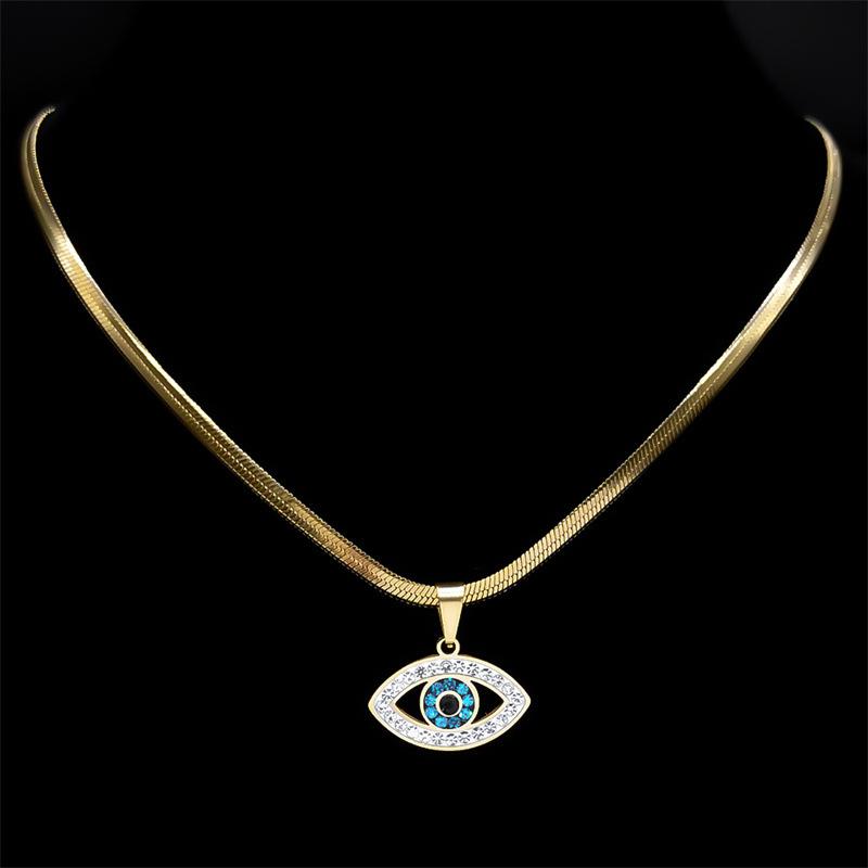 

Новое трансграничное исламское ожерелье с синим глазом из нержавеющей стали, турецкое ожерелье с глазом, греческие украшения
